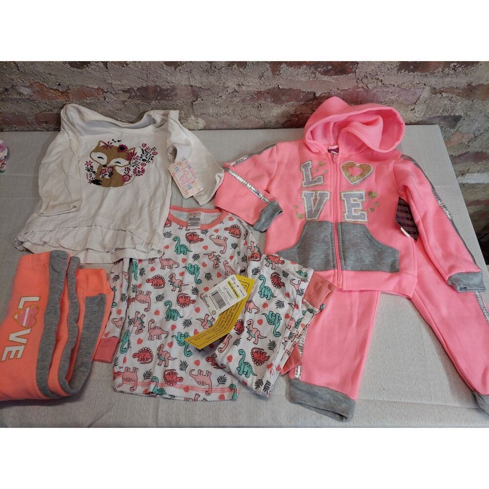 Toddler Girls Clothing Lot Bundle Size 2T NWT Pajamas Sweatsuit Outfits 6 Piece